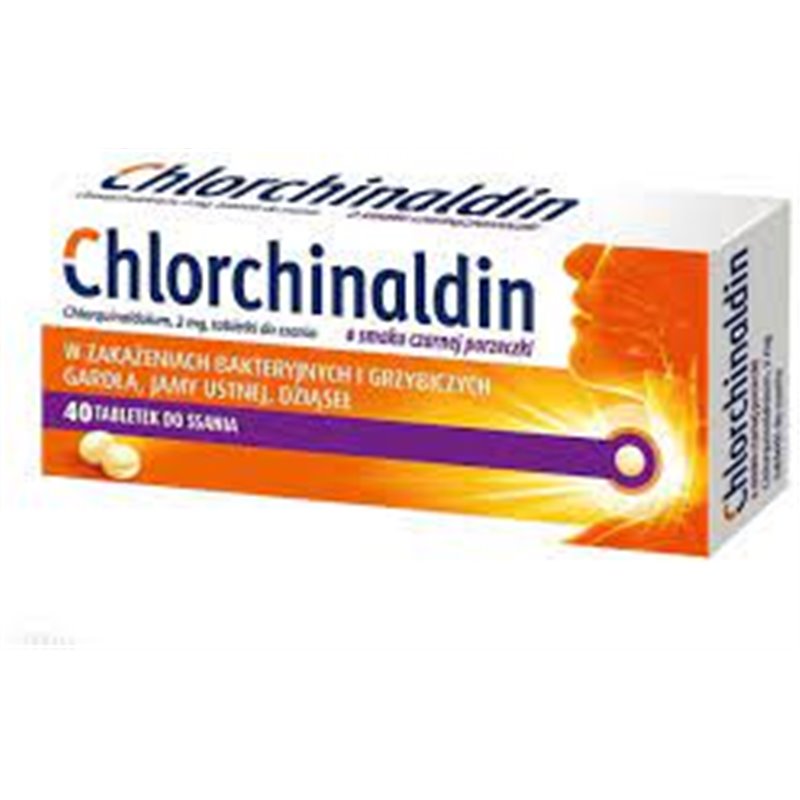 Chlorchinaldin o smaku czarnej porzeczki 20 tabletki