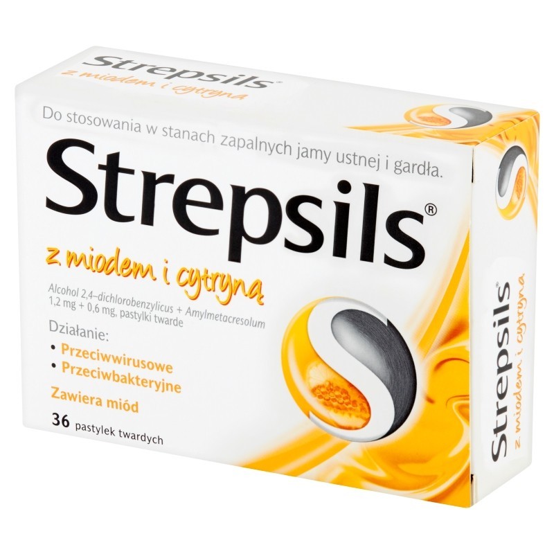 Strepsils z miodem i cytryną Pastylki twarde 36 sztuk