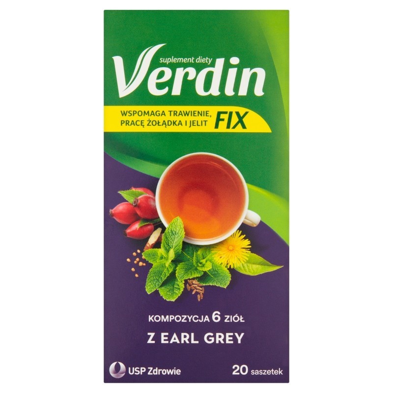 Verdin Fix Suplement diety kompozycja 6 ziół z earl grey 36 g (20 x 1,8 g)