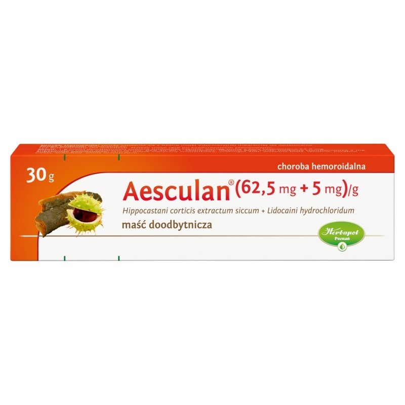 Aesculan 62,5 mg + 5 mg Maść doodbytnicza 30 g 