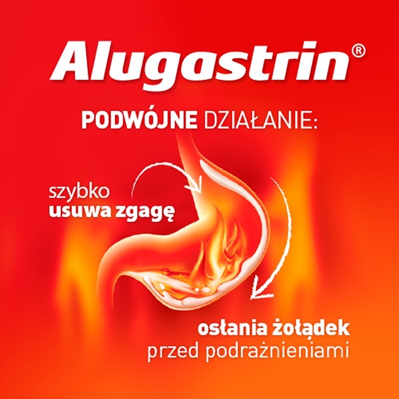 Alugastrin Dihydroxyaluminii natrii carbonas 340 mg Lek o smaku miętowym 20 sztuk