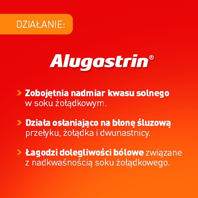 Alugastrin Dihydroxyaluminii natrii carbonas 340 mg Lek o smaku miętowym 40 sztuk