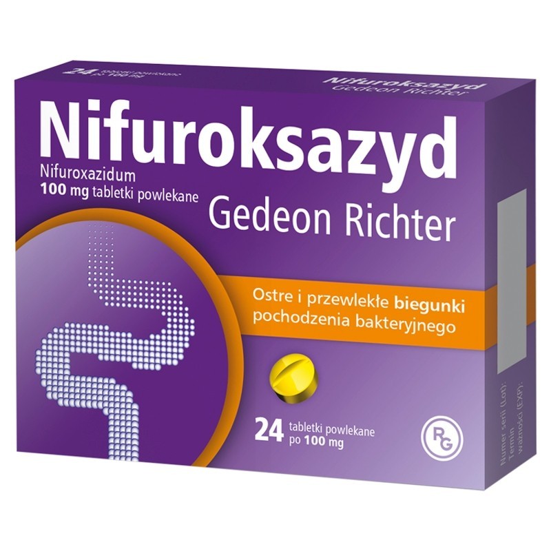 Nifuroksazyd 100 mg Tabletki powlekane 24 sztuki