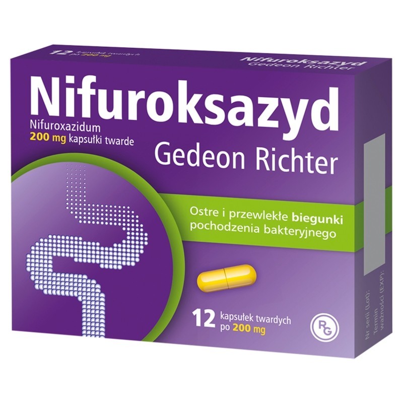 Nifuroksazyd 200 mg Kapsułki twarde 12 sztuk