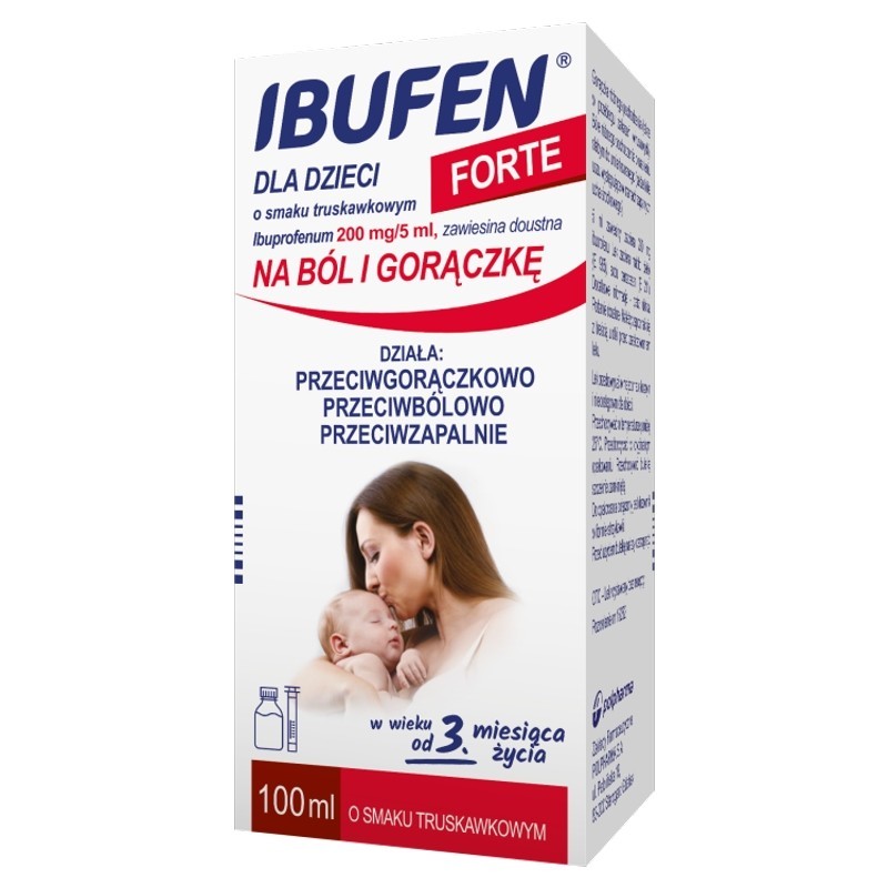 Ibufen dla dzieci Forte o smaku trusk zaw doustna 200mg/ 5ml opak 100 ml