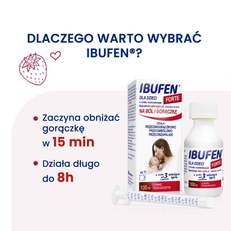 Ibufen dla dzieci Forte o smaku trusk zaw doustna 200mg/ 5ml opak 100 ml