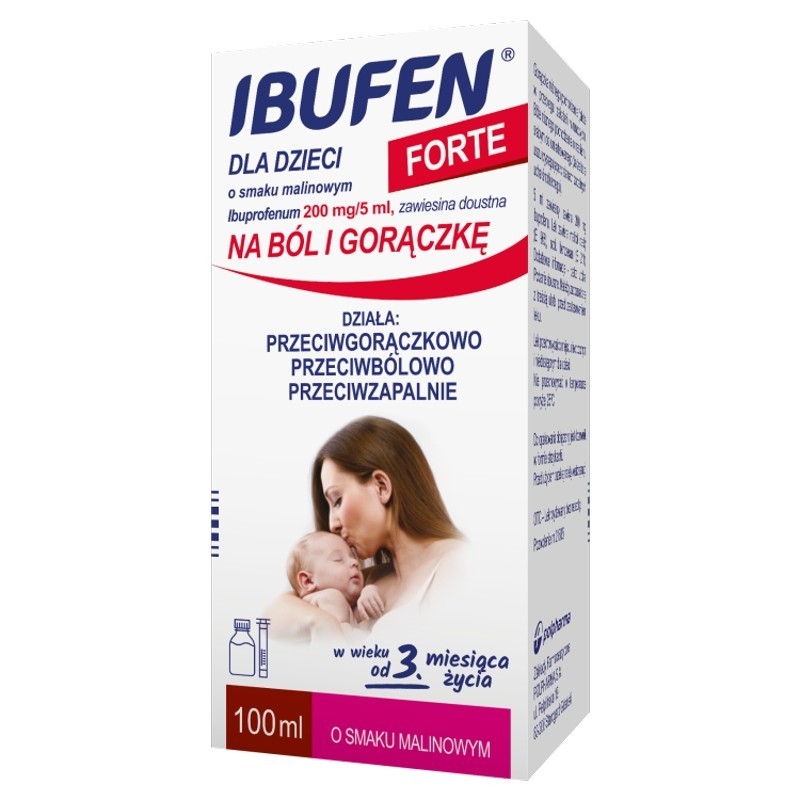 Ibufen dla dzieci Forte o smaku malinowym zaw doustna 200 mg/ 5ml opak 100 ml