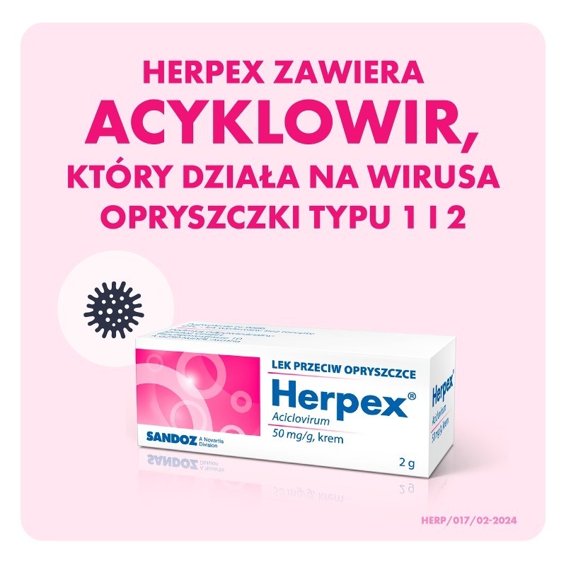 Herpex Krem lek przeciw opryszczce 50 mg/g 2 g