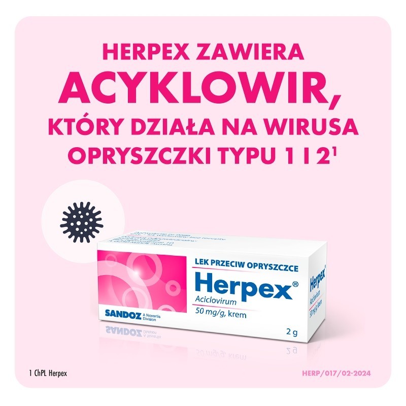 Herpex Krem lek przeciw opryszczce 50 mg/g 2 g