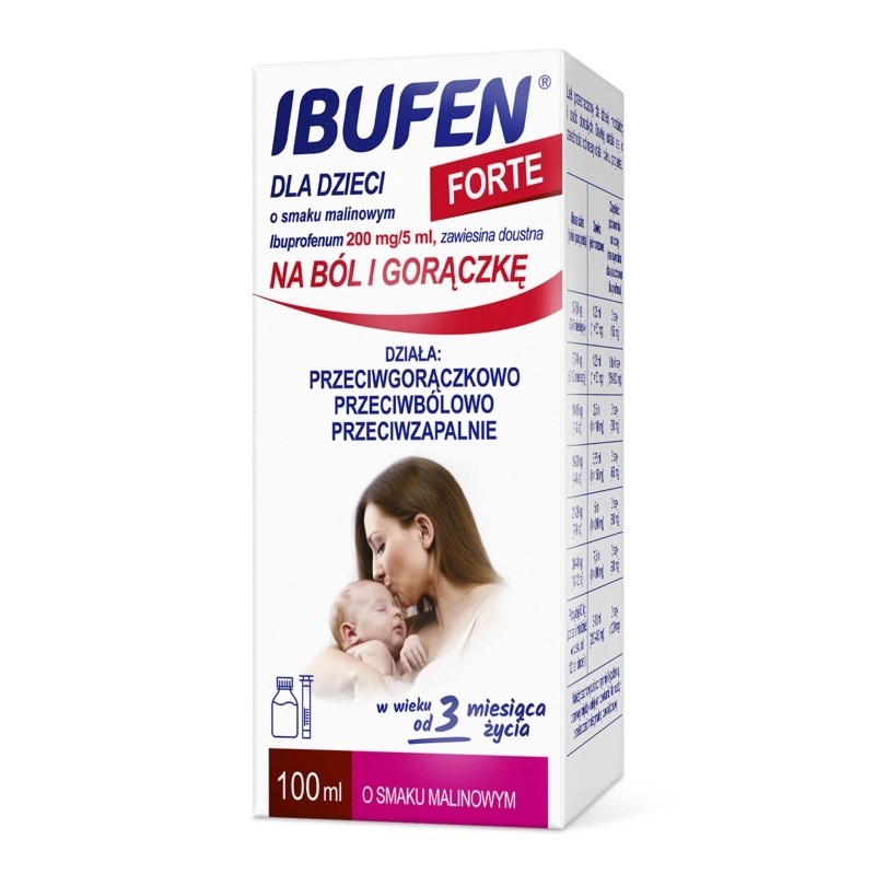 Ibufen dla dzieci Forte o smaku malinowym zaw doustna 200 mg/ 5ml opak 100 ml