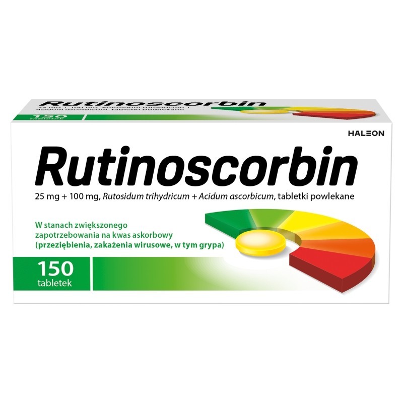 Rutinoscorbin 25 mg + 100 mg Tabletki powlekane 150 sztuk