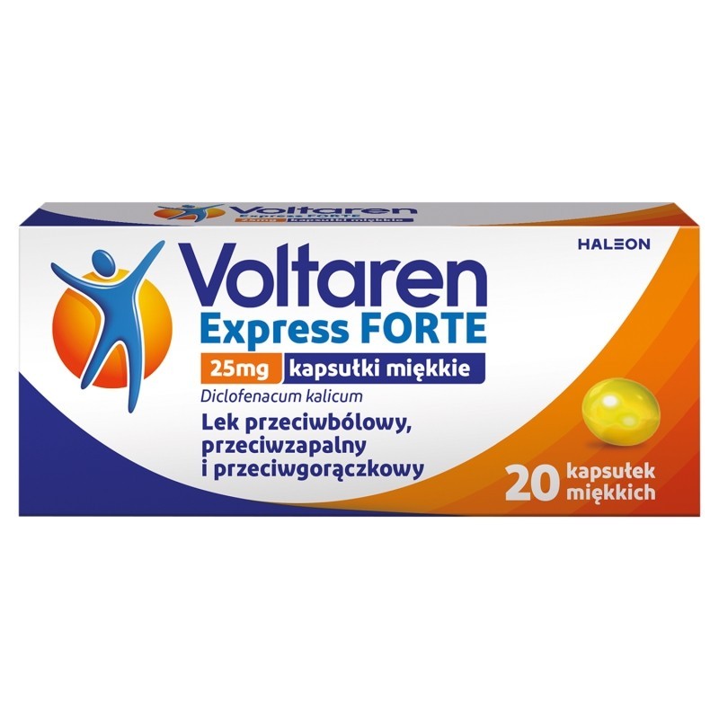 Voltaren Express Forte 25 mg Lek przeciwbólowy przeciwzapalny i przeciwgorączkowy 20 sztuk