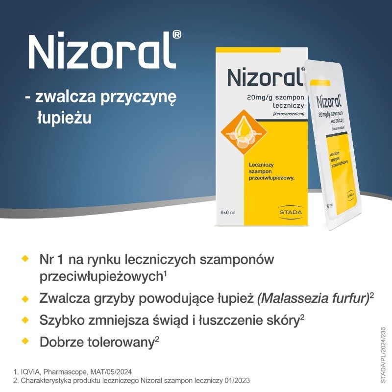 Nizoral Leczniczy szampon przeciwłupieżowy 6 x 6 ml