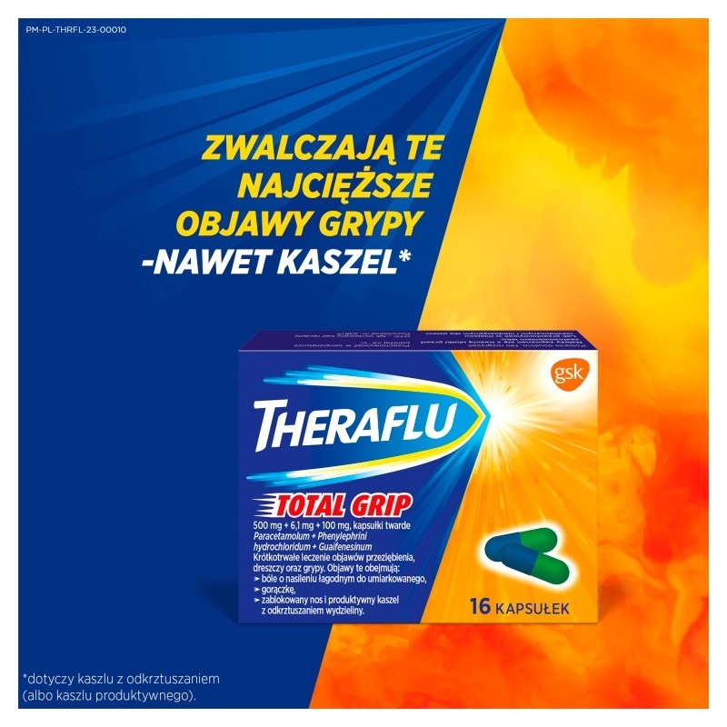 Theraflu Total Grip 500 mg + 6,1 mg + 100 mg Lek 16 sztuk