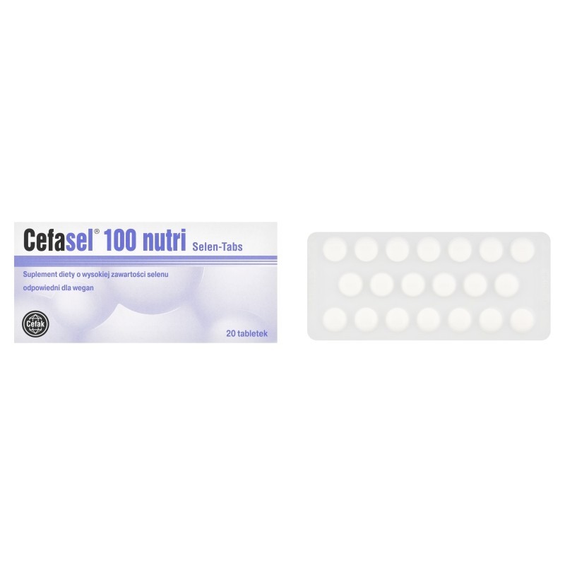 Cefasel nutri 100 Selen-Tabs Suplement diety o wysokiej zawartości selenu 5,7 g (20 sztuk)