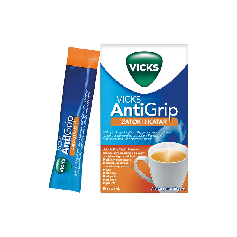 Vicks Antigrip Zatoki I Katar (650mg+16mg+4mg)/sasz. 10 saszetek