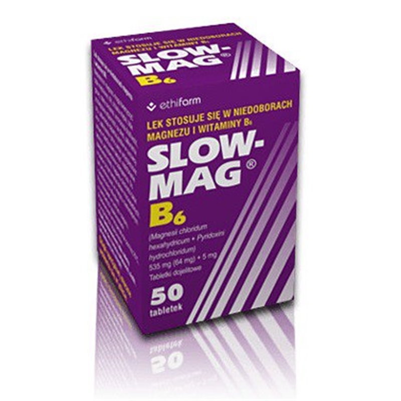 SLOW-MAG B6 TABL.DOJELIT. 0,064G MG2+5 MG 50 TABL.