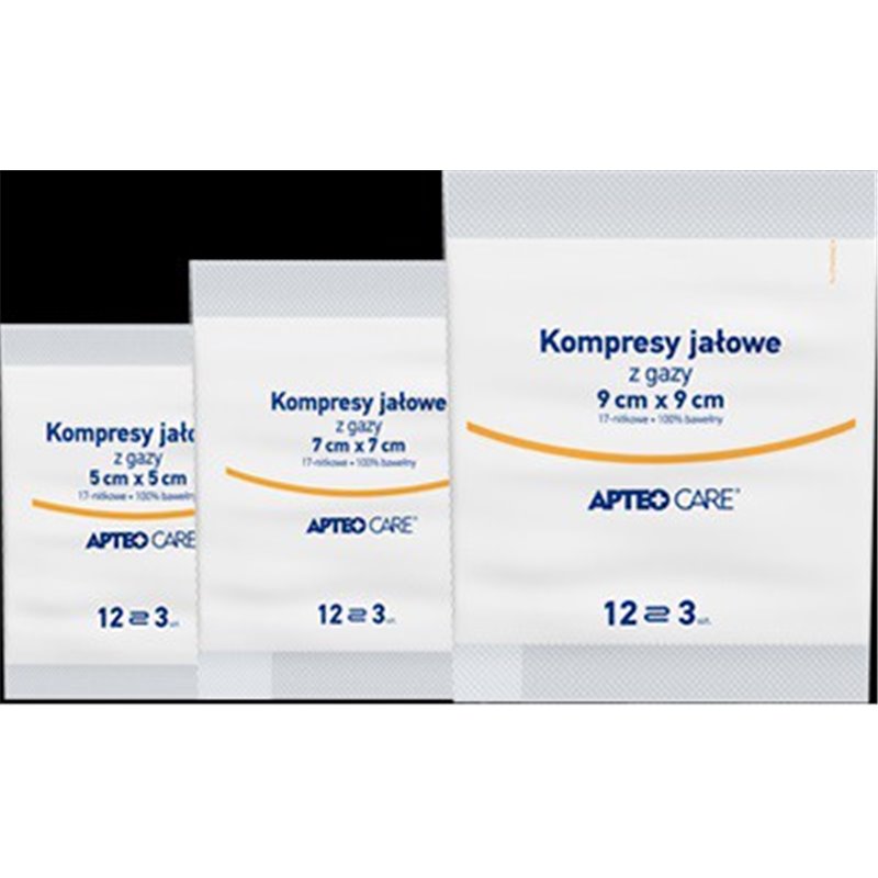 Kompresy APTEO CARE jałowe, 5cmx5cm, 17 nitkowe, 3 sztuki