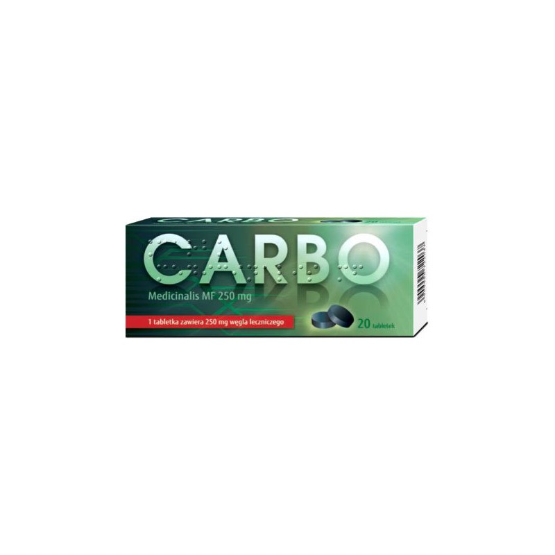 Carbo Medicinalis MF 250mg 20 tabletek